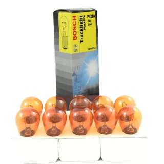 10x BOSCH Glühlampe, Blinkleuchte orange PY21W 24V 21W BAU15s