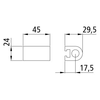 Scharnierunterteil 4041, Aluminium roh, 45 mm - LKW Ersatzteile 