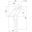 Pendelverschluss H 114/4,5, Stahl roh, links