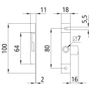 Zungenschloss 100 x 18 mm, verzinkt, beidseitig einsetzbar