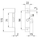 Zungenschloss 115 x 22 mm, rostfrei, beidseitig einsetzbar