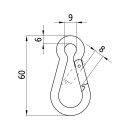 Karabinerhaken, galvanisch verzinkt, 60 x 6 mm