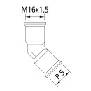 45° Bogen mit Schnellanschluss, P5, M16 x 1,5