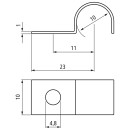 Befestigungsschelle, einfach, 10 x 10 x 1 mm, DIN 72571