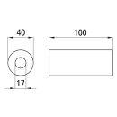 Gummirolle, Länge 100 mm, Ø 40 mm, Bohrung 17 mm