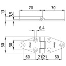 Seitentürscharnier, verzinkt, L=140 mm, B=50 mm, H=6,5 mm