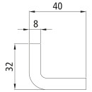 Bordwandendleiste/Winkelstahl, 40x32x8 mm, 500 mm lang