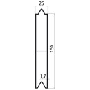 Alu 25 mm, 150er Aufstecklatte, 3250 mm, pressblank