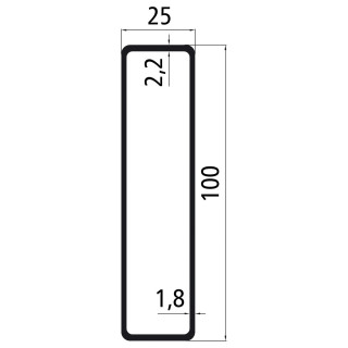 Alu 25 mm, 100er Einstecklatte, 3500 mm, pressblank