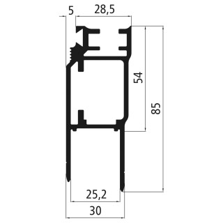 Einfassung links, eloxiert, für K20 Rungen, Länge 1215 mm