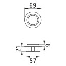 LED-Einbauleuchte, 12 V, Innenleuchte, rund Ø 69 mm, open end