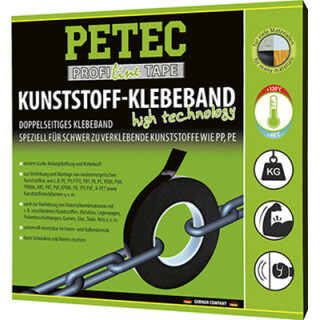 PETEC Kunststoffklebeband 19 mm x 1,1 mm x 10 m