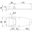 Seitentürscharnier, rostfrei, L 151 mm, B 65 mm, H...