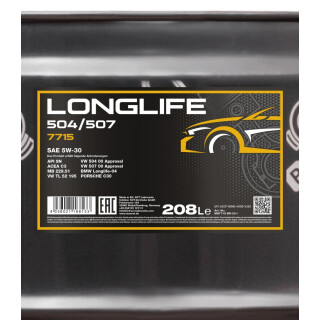 MANNOL 7715 LONGLIFE 504/507 208 Liter - LKW Ersatzteile beim 