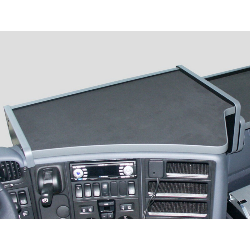 KRAM-TRUCK RTV-Ablage Für SCANIA R Lkw (2009-2016) - Schwarzer Mitteltisch Mit Holzunterbau & Lederimitat