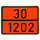 Einstofftafel starr, Ziffernkombination 30/1202, 400 × 300 mm, Stahlblech mit Kantenschutz, Typ I, retroreflektierend RA1/A, orange mit schwarzem Rand