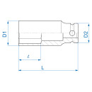 3/8" 6-Kant Kraft-Steckschlüsseleinsatz, Zoll...