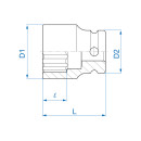 1/2" 12-Kant Kraft-Steckschlüssel, Zoll KING...