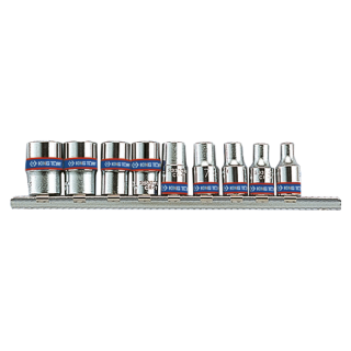 1/4" Steckschlüssel-Satz auf einer Schiene, metrisch - 9 tlg. KING TONY - 2509MR