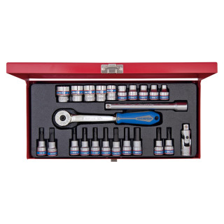 Steckschlüssel-Set mit Zubehör, metrisch - 24 tlg. 3/8" KING TONY - 3024MR01