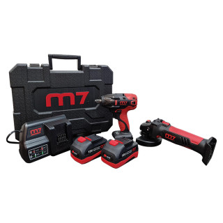 Akkuwerkzeugset mit 1/2" Kompakt-Schlagschrauber und Winkelschleifer (18 V, 5 Ah) M7 - M7PACKV2