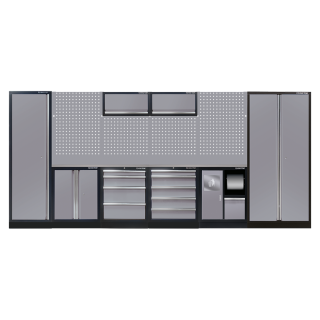 Komplettes Mobilier (Schwarz/Grau/Edelstahl) - 19 tlg. KING TONY - 87D11AKGUS
