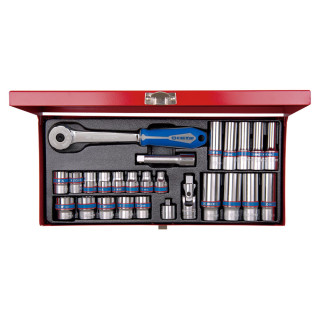 3/8" Steckschlüssel-Set mit Zubehör, metrisch - 26 tlg. KING TONY - 3527MR01