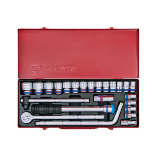1/2" Steckschlüssel-Set, metrisch, mit Zubehör - 24 tlg. KING TONY - 4024MR