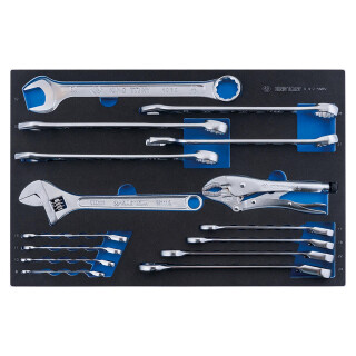 Ratschen-Ring-Maulschlüssel-Set, Einmaulschlüssel verstellbar, Universal-Gripzange, EVAWAVE - 15 tlg. KING TONY - 991215MRV