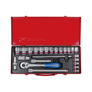 1/2" Steckschlüssel-Set, in Zoll, mit Zubehör - 24 tlg. KING TONY - 4528SR