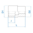 1/4" 12-Kant Steckschlüssel-Einsatz - 3/8 KING TONY - 233012S