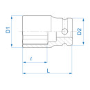 1/2" Kraft-Steckschlüssel, metrisch, lang, dünne Wand - 12 mm KING TONY - 483512M