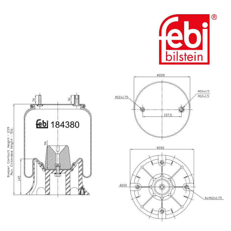 Luftfederbalg Für Schmitz Krone & Mercedes Anhänger - 240mm Liftachse