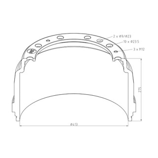 Bremstrommel, Bremsengröße 413 x 203 - PE Automotive 126.074-97A
