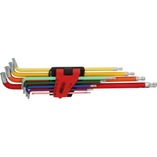 Kugelkopf-Torx-Winkelstiftschlüssel-Satz, extra lang und 108° abgewinkelt, 9-tlg - KS Tools 151.4530