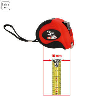 Bandmaß mit Feststeller,schwarz-rot, 3m - KS Tools 300.0113