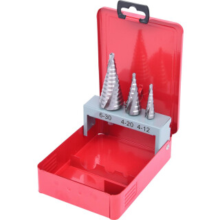 HSS Stufenbohrer-Satz, Stahlblechkassette 3-tlg - KS Tools 330.2403