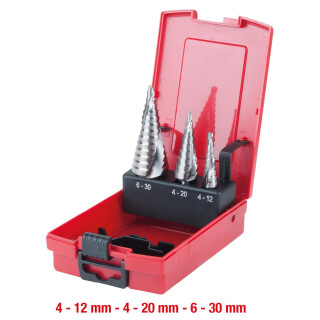 HSS Stufenbohrer-Satz, Kunststoffkassette 3-tlg - KS Tools 330.2404