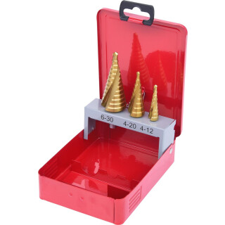 HSS TiN Stufenbohrer-Satz, Stahlblechkassette 3-tlg - KS Tools 330.2423