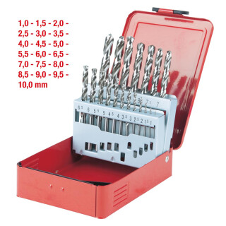 HSS-G Spiralbohrer-Satz, Stahlblechkassette, 19-tlg 1-10mm - KS Tools 330.2610