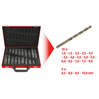 HSS-G Co 5 Spiralbohrer-Satz, 170-tlg, 1-10mm - KS Tools 330.3640