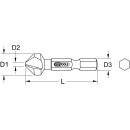 1/4" HSS Kegel- und Entgratsenker-Bit 90°,...