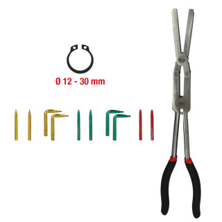 Doppelgelenk-Sicherungszange für Außensicherungsringe mit auswechselbaren Spitzen - KS Tools 500.7015