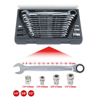 GEARplus Ratschenringmaulschlüssel-Satz, 16-tlg - KS Tools 503.4266