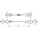 4 in 1 GEARplus umschaltbar Doppel-Ratschenringschlüssel, 12x13x14x15mm - KS Tools 503.4543