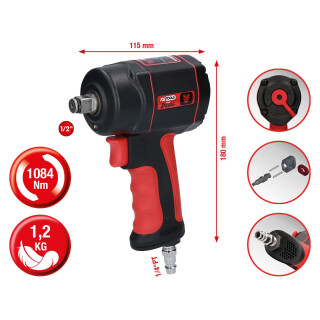 1/2" THE miniDEVIL Hochleistungs-Druckluft-Schlagschrauber, 1084Nm - KS Tools 515.1315
