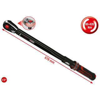 1/2" ERGOTORQUE®precision Ratschen-Drehmomentschlüssel, 80-420Nm - KS Tools 516.1582