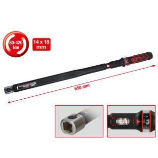 14x18mm ERGOTORQUE®precision Einsteck-Drehmomentschlüssel, 80-420Nm - KS Tools 516.1682