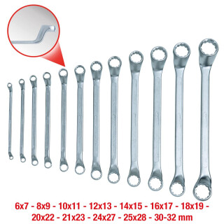 Doppel-Ringschlüssel-Satz, 12-tlg gekröpft, 6-32mm - KS Tools 517.0250