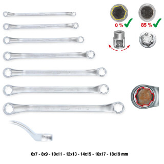 RESCUEpower Doppel-Ringschlüssel-Satz, gekröpft 7-tlg 6-19mm - KS Tools 517.1555